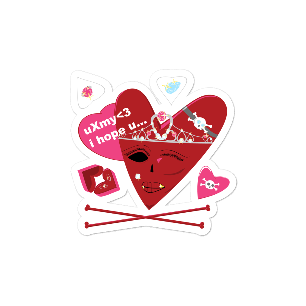 U Cross My Heart Collection : 3x3 inch sticker sheet Queen of Hearts text