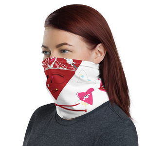 U Cross My Heart Collection : "Meet the Queen" Neck Gaiter white large pattern