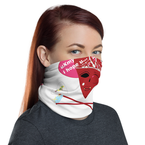 U Cross My Heart Collection : "Meet the Queen" Neck Gaiter white large pattern