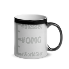 Load image into Gallery viewer, Hidden #message mugs: #WorldStar #OMG #blessed
