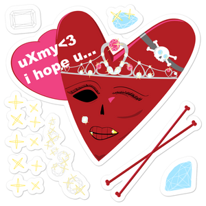 U Cross My Heart Collection : 5.5x5.5 inch sticker sheet Queen of Hearts text