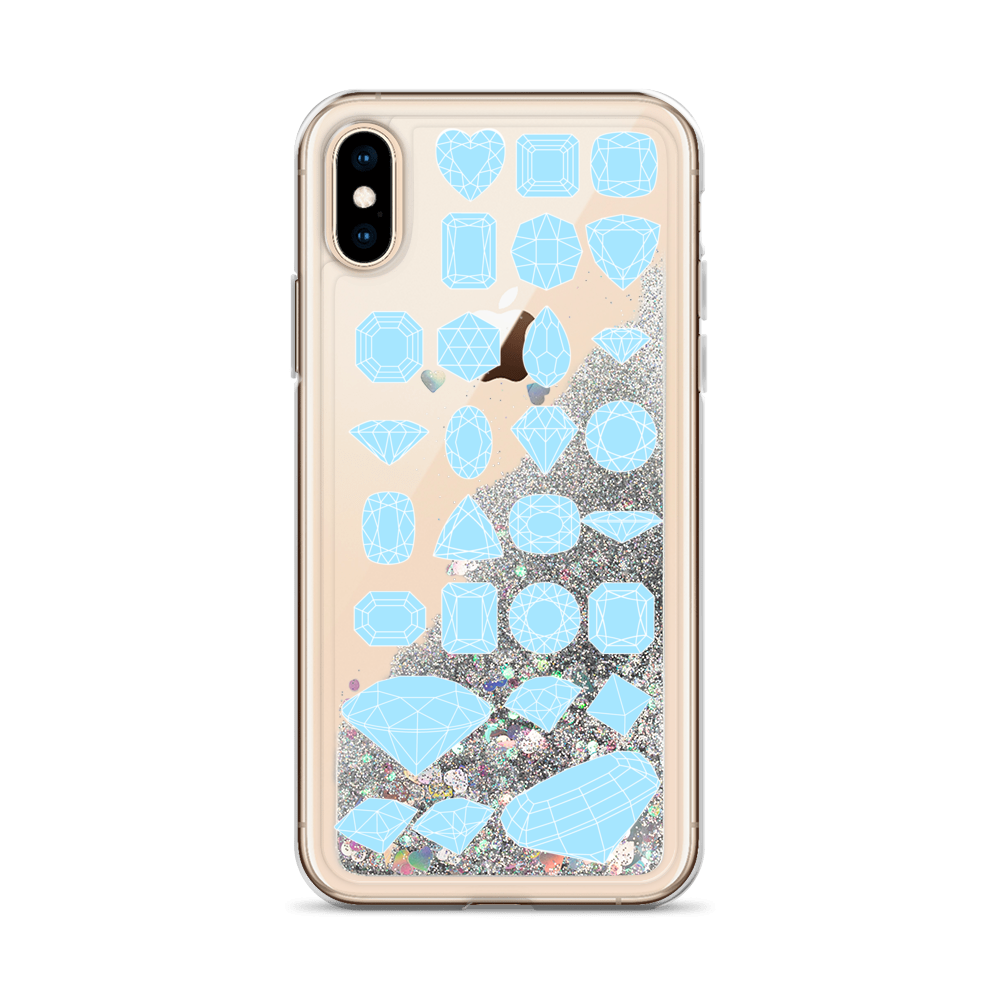 On Beam's End!! iPhone X/XR/XS/XS Max Baby Blue Diamonds Liquid Glitter Phone Case